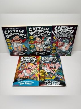 Captain Underpants Scholastic Lot Of 5 Paperbacks Novels Dav Pilkey Books 1-5